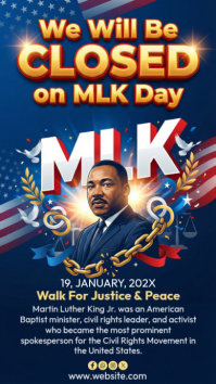 We Are Closed on Martin Luther King Jr. Day Instagram na Kuwento template