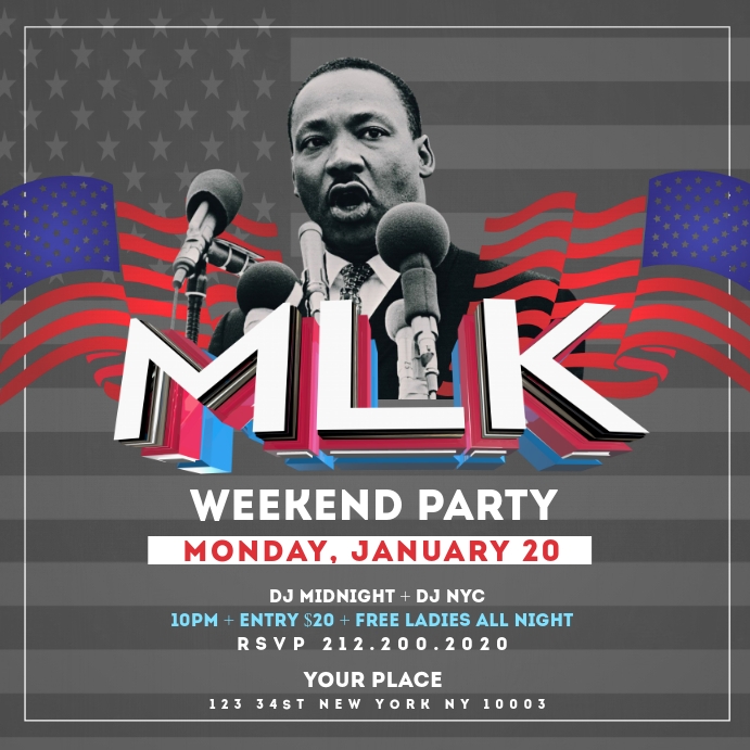 MLK Day Flyer Template โพสต์บน Instagram