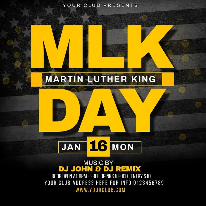 Mlk day party Instagram Post template
