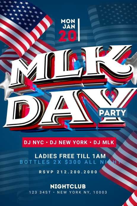 Mlk Day Party Flyer Template Postermywall