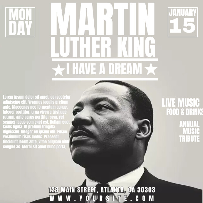 MLK jr Day flyer โพสต์บน Instagram template