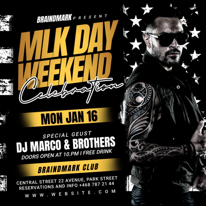 Mlk weekend party flyer Instagram na Post template