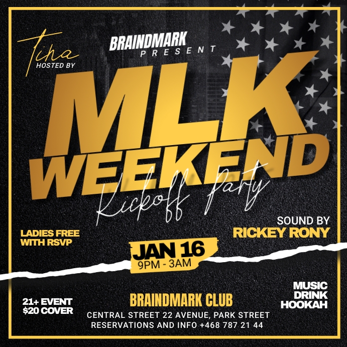 Mlk weekend party flyer Publicação no Instagram template