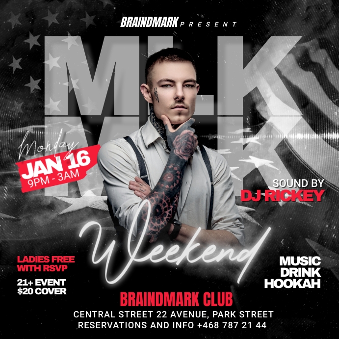 Mlk weekend party flyer Publicação no Instagram template