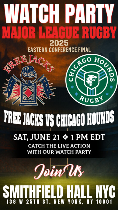 MLR Eastern Conference Final 2025: New England Free Jacks vs Chicago Hounds Watch Party Templates Instagram-Story