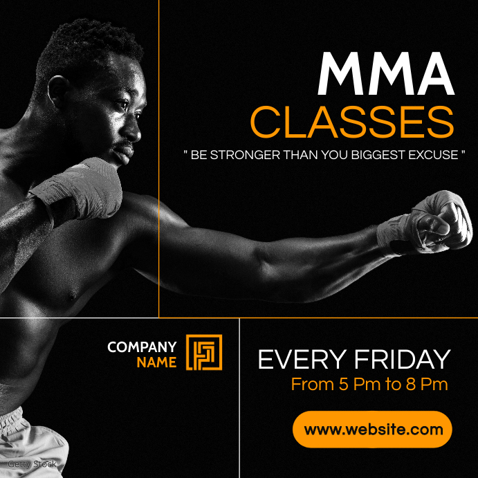 mma and martial arts instagram post black and Template | PosterMyWall
