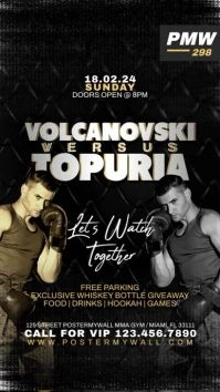MMA Boxing Fight Animated Video Promo Flyer Digital Display (9:16) template