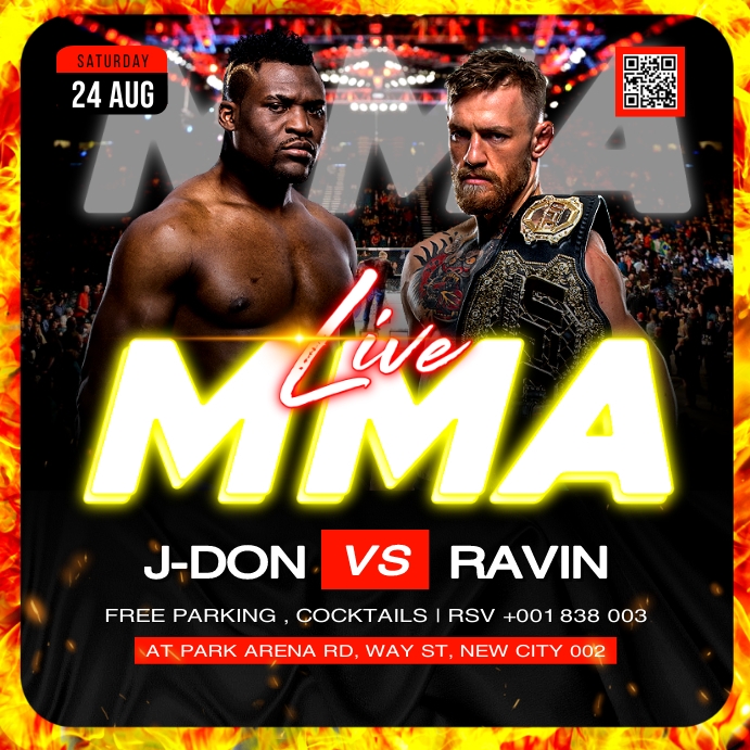 MMA Live Boxing match flyer poster design Template PosterMyWall