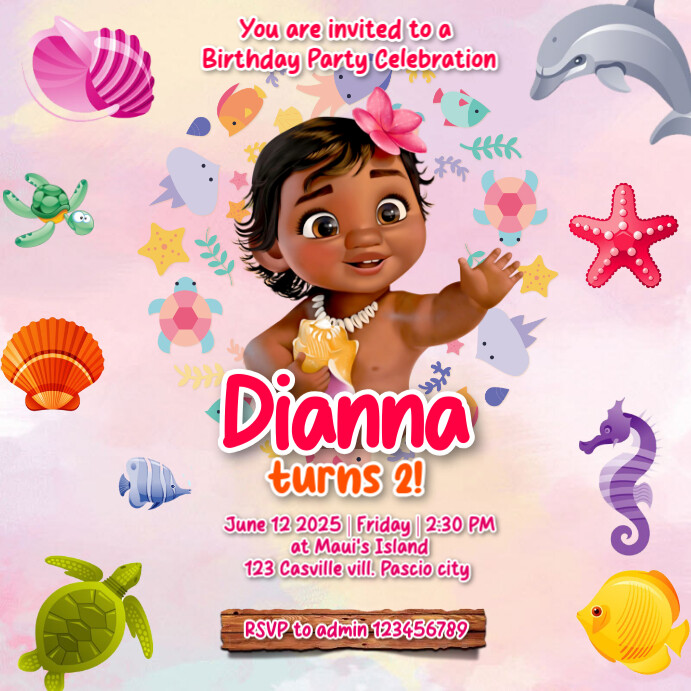 Moana-Birthday Invitation Template | PosterMyWall