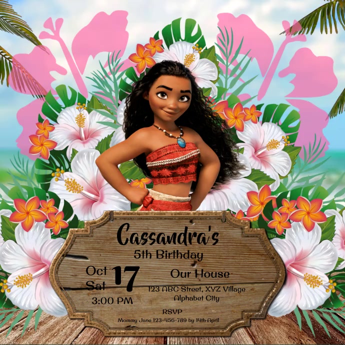 Moana Birthday Invitation Template PosterMyWall