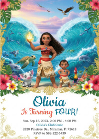 Moana Birthday Invitation A6 template