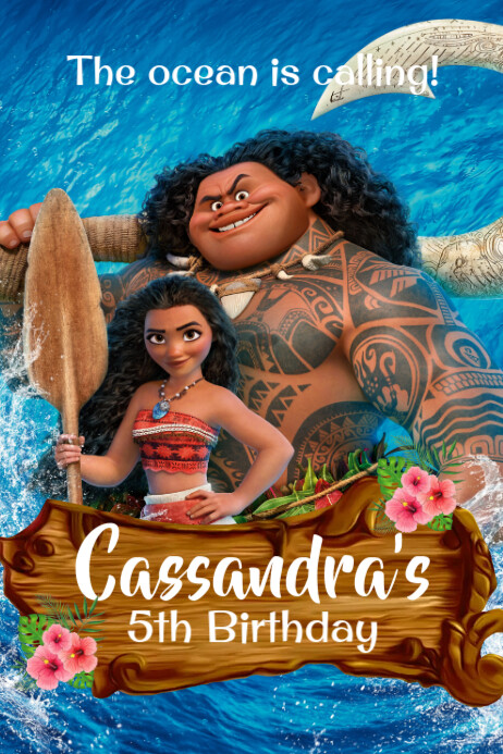 Moana Birthday Banner Template | PosterMyWall