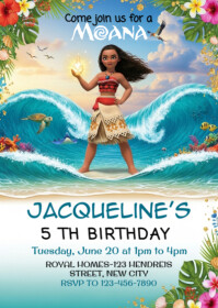 Moana Birthday Invitation A6 template