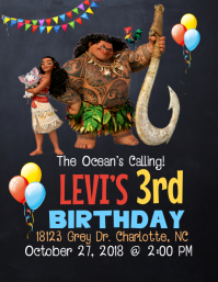 Moana Birthday Invitation Flyer (US Letter) template