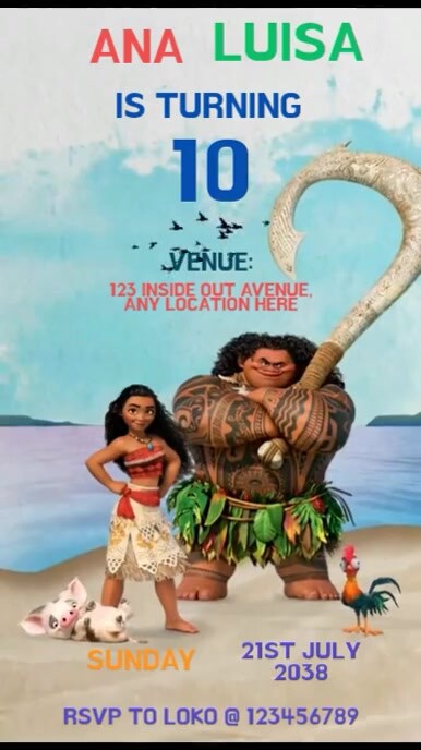 Moana birthday invitation template | PosterMyWall