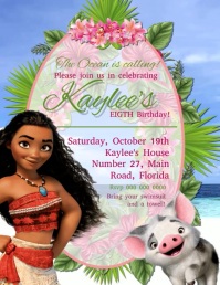 5 580 Moana Birthday Invitation Customizable Design