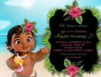 5 580 Moana Birthday Invitation Customizable Design