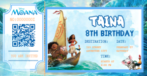 蓝色 8th Birthday Invitation Facebook-gebeurtenisomslag Template