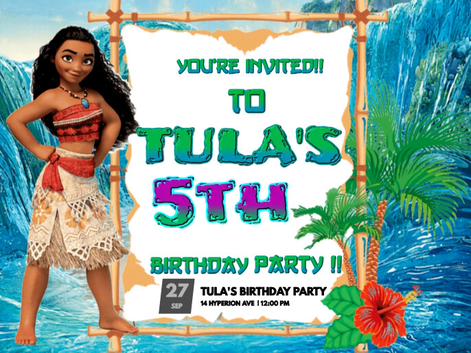 Moana birthday party invite templates Presentation