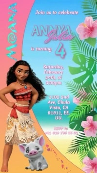 Moana invitation Digital Display (9:16) template