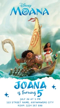 Moana Kids Birthday Digital Display (9:16) template