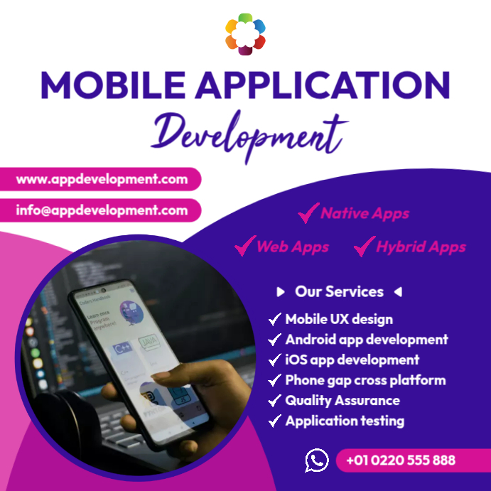 mobile app application development flyers Instagram 帖子 template