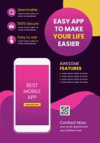 Mobile app promotion flyer A3 template