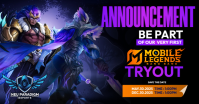 Mobile Legends Tryouts Announcement - Join Now! Facebook Shared Image template