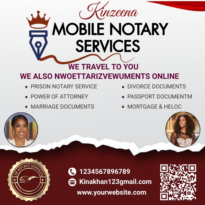 Mobile Notary Service Flyer, notary public fl Сообщение Instagram template