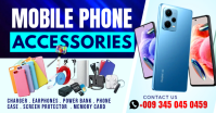 Mobile Phone Accessories Shop Iphone Cases Charger Earphone Business Banner Printable Flyer Template Facebook Shared Image