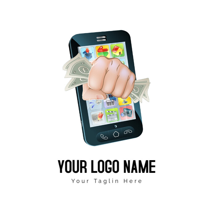 Mobile Phone Animation Hand Logo template