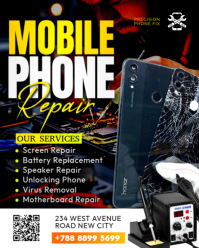 Mobile Phone Repair cellphone fixing Services smartphone touch screen replacement business online po Instagram Portrait template