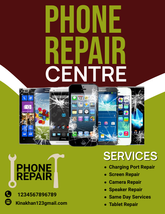 Mobile Phone Repair Service Shop Ad Flyer Tem template