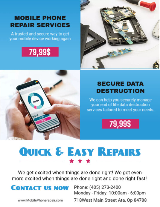 Mobile Phone Repair Service Shop Flyer Template Postermywall
