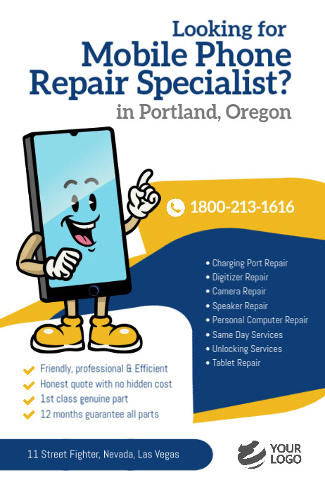 Mobile Phone Repair Specialist Flyer Cartaz template