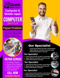 mobile repair service flyer, computer repair, template