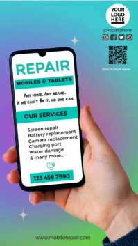 mobile repair shop Digitalt display (9:16) template