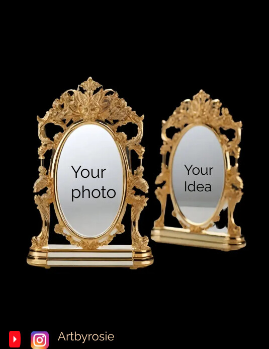 Mockup golen mirror frame Løbeseddel (US Letter) template