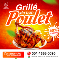 Red Grilled Chicken Promotion Post Instagram Template