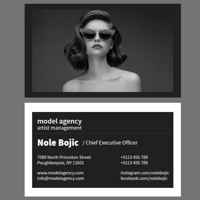 Model Agency Business Card Template | PosterMyWall