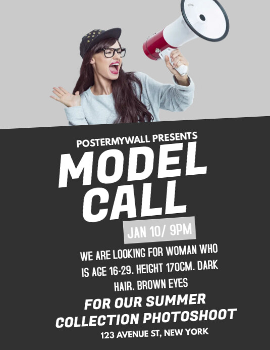 Plantilla de Model Call | PosterMyWall