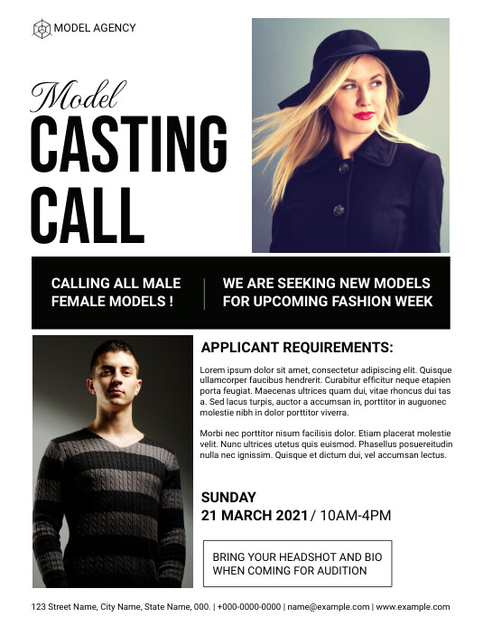 Copy of Model Casting Call Flyer | PosterMyWall