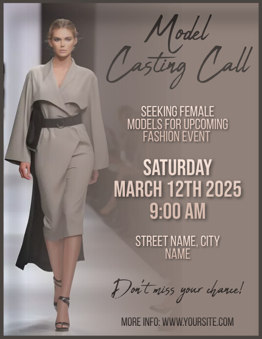 Model Casting Call Poster Flyer Template Desi | PosterMyWall