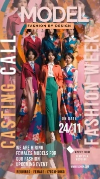 Model casting call poster Templates Instagram-verhaal