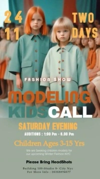 Model Casting call poster Templates Instagram Story