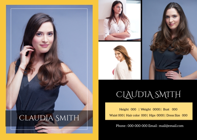Stylist Comp Card Examples Modeling Comp card Template | PosterMyWall