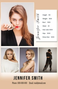Modeling Comp card Half Page Wide template