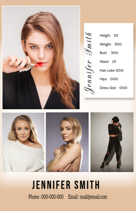 Modeling Comp card Template | PosterMyWall