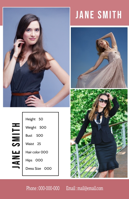 Comp Card Style Modeling Comp card Template | PosterMyWall