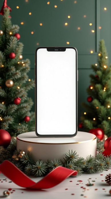 Modern & Minimal "christmas Phone Display Mockup Background" Digital Display (9:16) template
